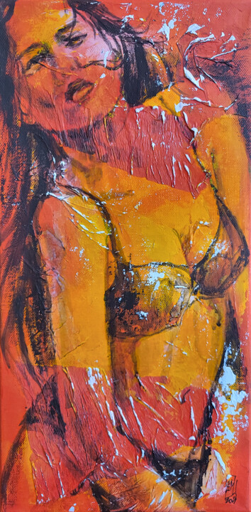 Serie Nudity. The Three Graces. N 119. 绘画, 15.8x7.9 in