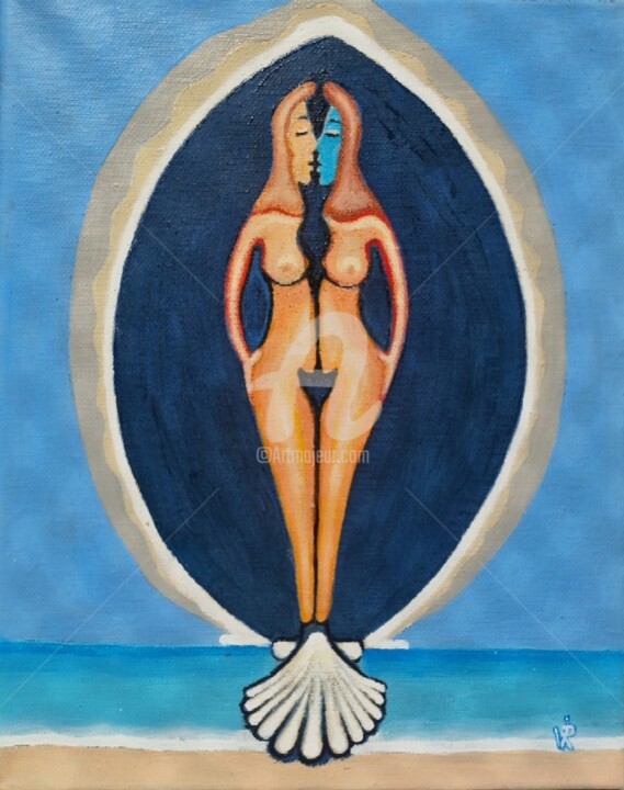 Schilderij getiteld "Venus rising from t…" door Krisline, Origineel Kunstwerk, Olie