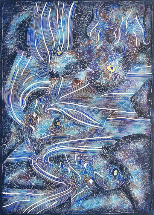 MY LITTLE FISH 绘画, 55.1x39.4 in
