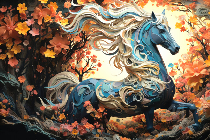 Le cheval bleu 数字艺术
