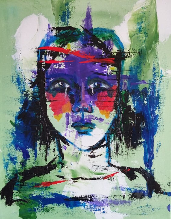 War - guerre 绘画, 19.7x15.8 in