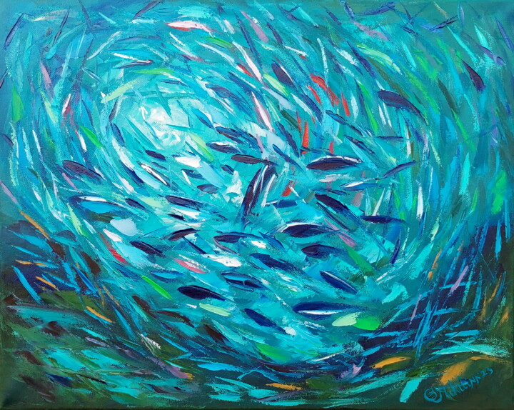 Hawaii School of Fish 绘画, 15.8x19.7 in