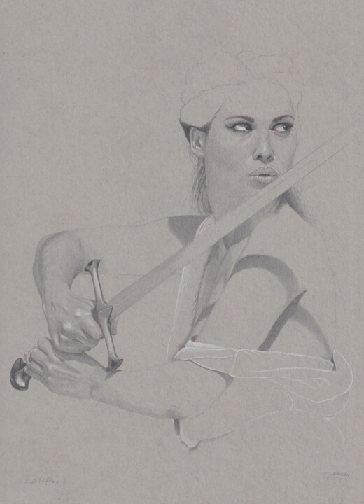 "Fighting (23:28)" 图画, 11.9x8.6 in