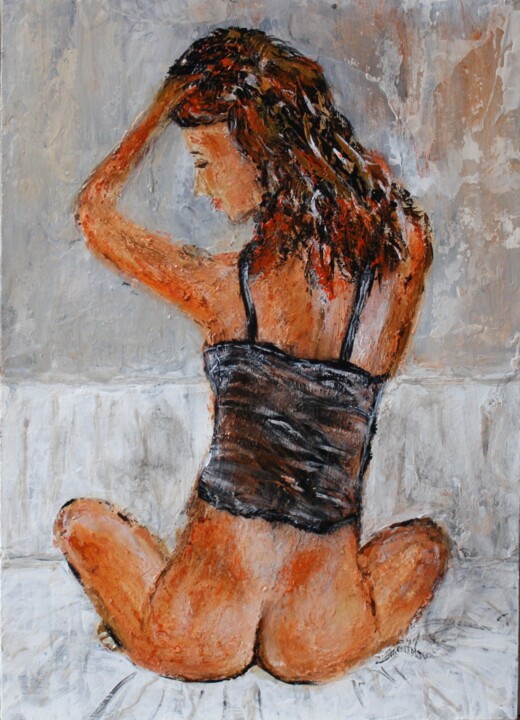 nu nude femme tres sexy 绘画, 9.8x7.5 in
