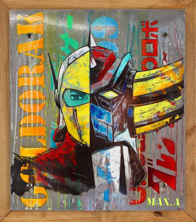 goldorak vs actarus #1 绘画, 21.7x18.9 in