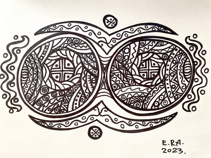 Binoculars 绘画, 8.6x11.8 in