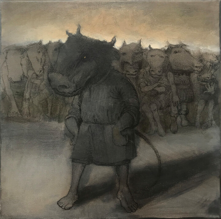 Another Minotaur from an intelligent family (right) 绘画, 11.8x11.8 in
