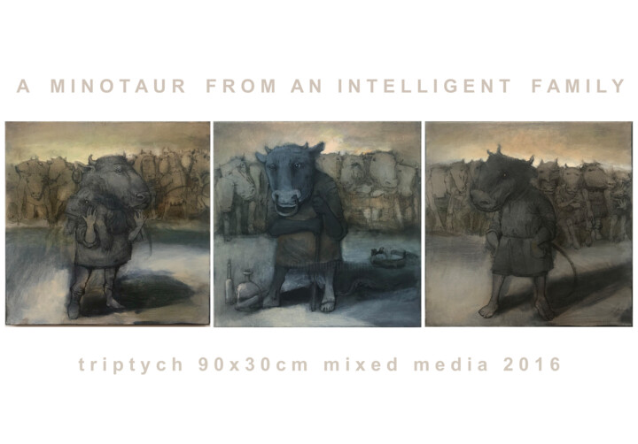 A MINOTAUR FROM AN INTELLIGENT FAMILY 绘画, 11.8x35.4 in