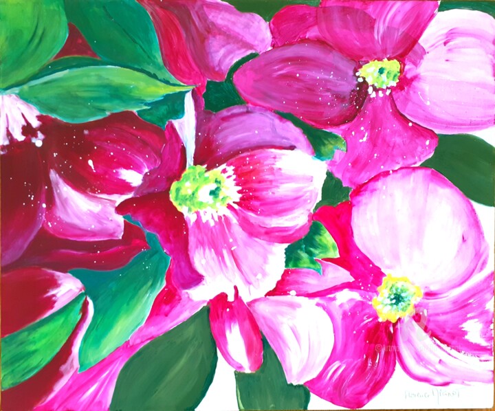 Roses rouges Painting, 13.8x16.5 in