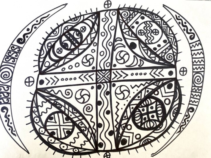 Painting titled "Favorite algorithm." by Olena Kovalenko, Original Artwork, Marker