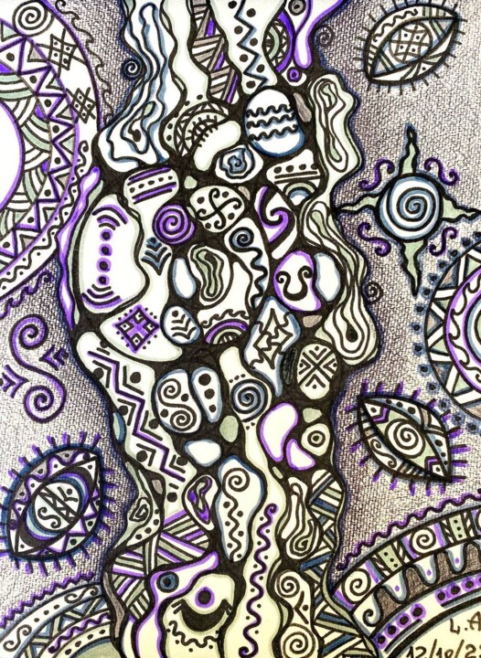Vertical flow 绘画, 11.8x8.6 in