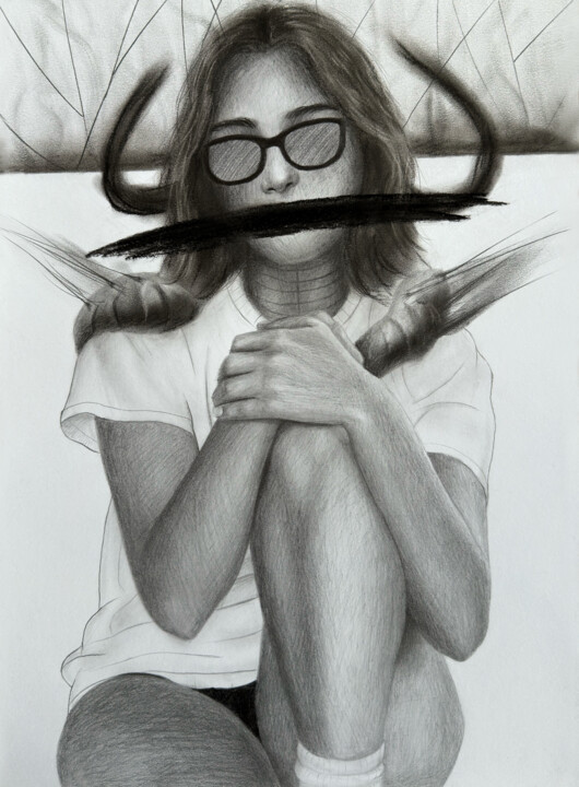 dark girl 图画, 16.5x11.4 in