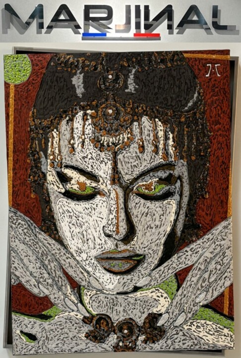 Peinture intitulée "SPIRIT / SCULPTURE…" par Marjinal Artiste Peintre Décalé Français, Œuvre d'art originale, Acrylique Mont…