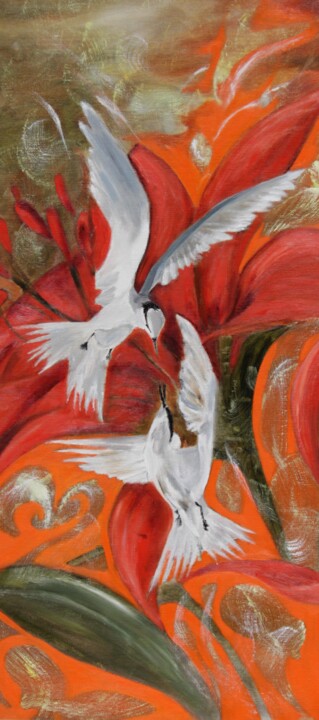 Birds of happiness 绘画, 27.6x11.8 in