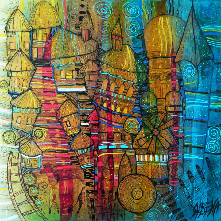 Peinture intitulée "Dreams and memories…" par Albena Vatcheva, Œuvre d'art originale, Huile Monté sur Châssis en bois