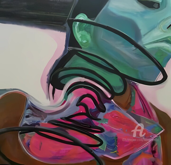 Malerei mit dem Titel "Verwirbelt 1" von Nema Seidel, Original-Kunstwerk, Acryl Auf Andere starre Platte montiert