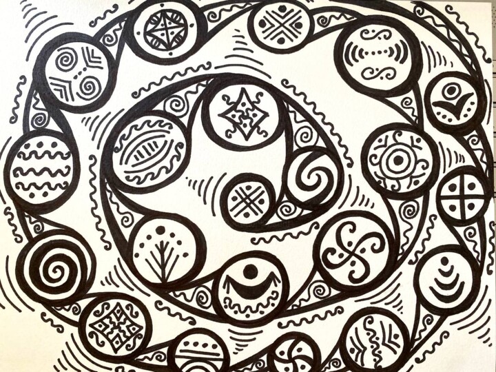 Cyclic cycle 绘画, 8.6x11.8 in