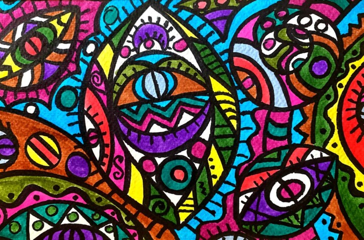 Space smile 绘画, 5.9x8.6 in