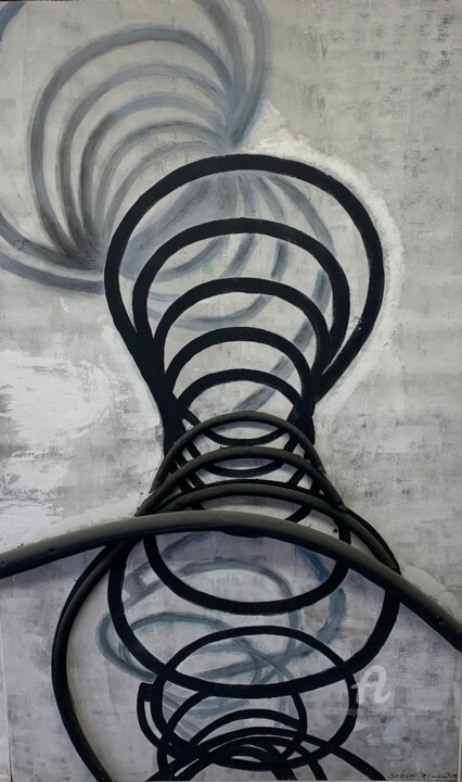 Malerei mit dem Titel "Verwirbelt 12" von Nema Seidel, Original-Kunstwerk, Acryl Auf Andere starre Platte montiert