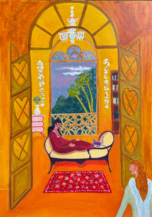 Peinture intitulée "Goa, room with a vi…" par Michel Testard, Œuvre d'art originale, Acrylique Monté sur Châssis en bois