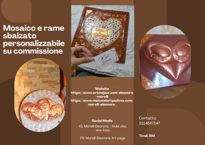 Mosaico e sbalzo su rame 雕塑, 11.8x13.8 in