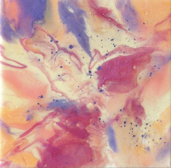 Purple Resin Dreamy Marble Fluid Art Contemporary 绘画, 7.9x7.9 in