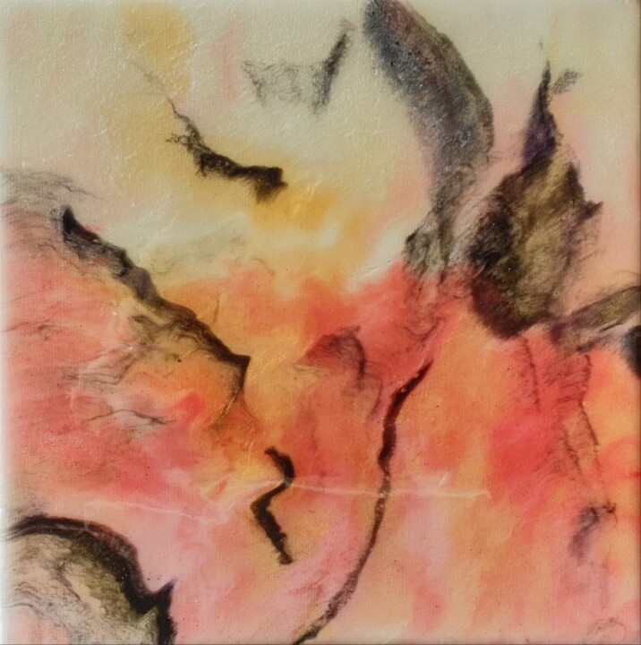 Resin Fluid Art Fluid Flowers Original Art Abstract Art Mode 绘画, 7.9x7.9 in