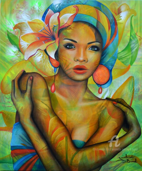 Peinture intitulée "A l'aube d'un renou…" par Jeannette Guichard-Bunel, Œuvre d'art originale, Huile Monté sur Châssis en bo…
