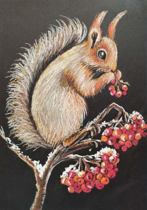「Squirrel painting f…」というタイトルの描画 Nadezhda Kokorinaによって, オリジナルのアートワーク, パステル