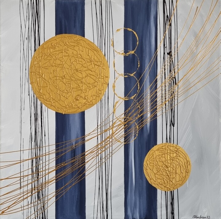 Painting titled "Nach oben" by Sigrid Vondran, Original Artwork, Acrylic Mounted on Wood Stretcher frame