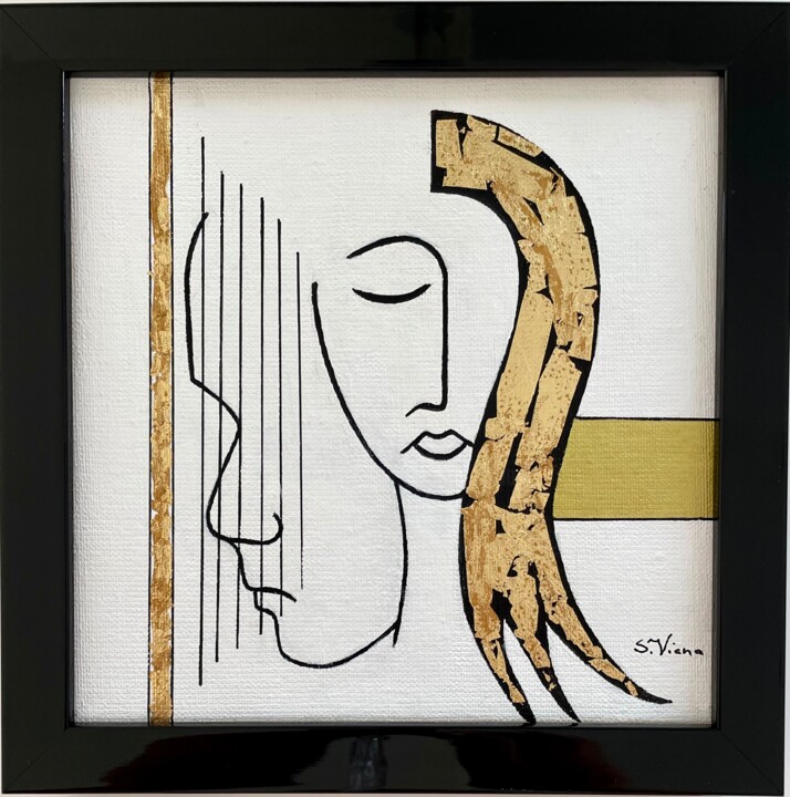 Peinture intitulée "Black & Gold 11" par Salette Viana, Œuvre d'art originale, Acrylique Monté sur Châssis en bois