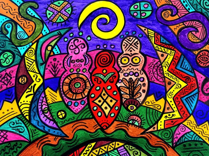 Moon Goddesses 绘画, 11x14.9 in