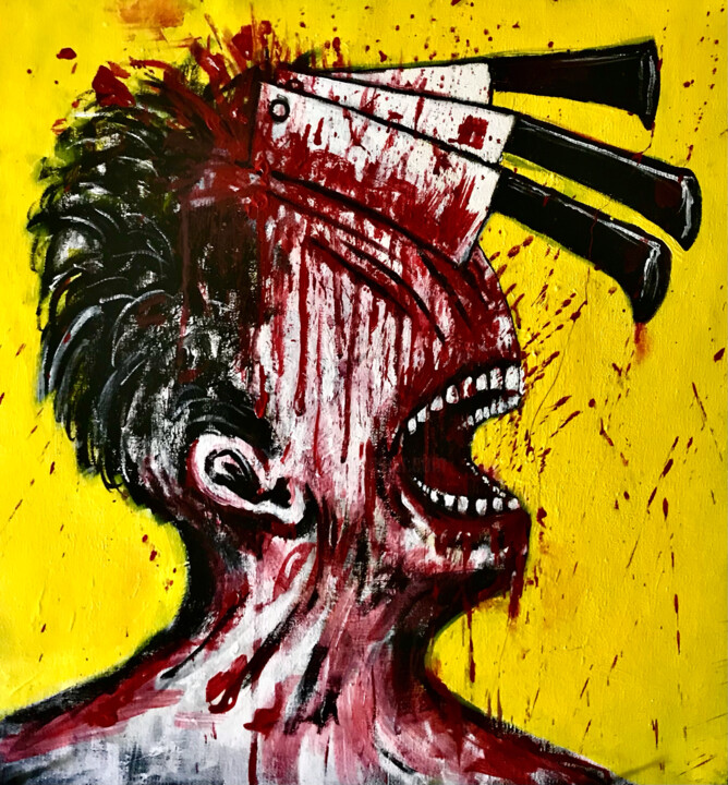 Painting titled "Three knives" by Vaxo Lang, Original Artwork, Acrylic