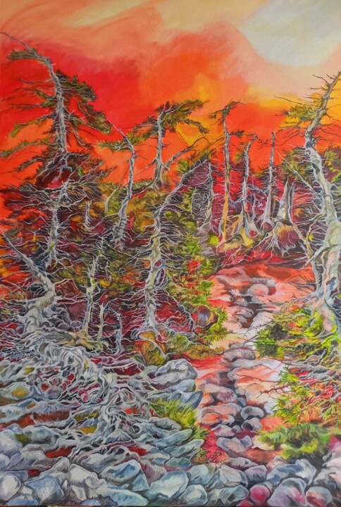 Окрестности Магадана.Ручей Бахалапча. Malarstwo, 47,2x31,5 in