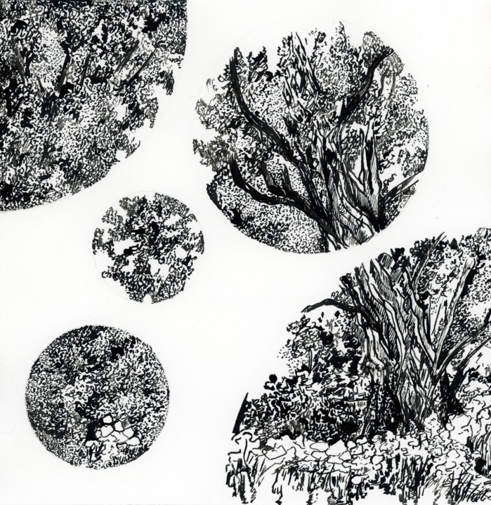 Arbre mort près de la ferme de Lausemolan Disegno, 7,9x7,9 in