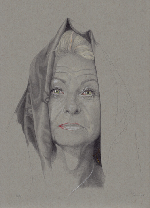 "Green eyes (22:34)" 图画, 11.9x8.6 in