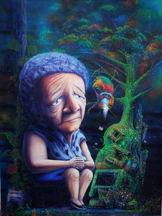 "AUSENCIA" ORIGINAL ARTE CUBANO. 绘画, 48x36 in