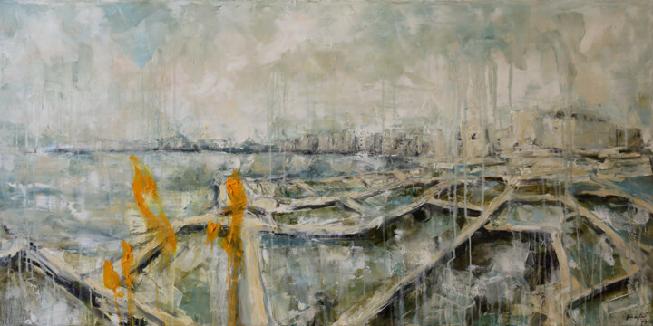 Painting titled "melħ I (Qbajjar)" by Rupert Cefai, Original Artwork, Oil Mounted on Wood Stretcher frame