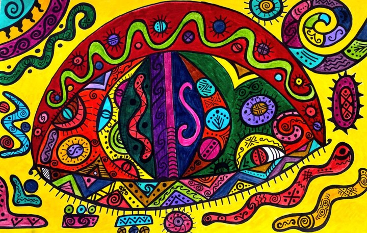 Colored eye 绘画, 13.7x22 in