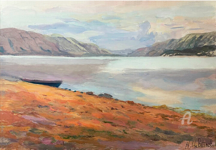 Pittura intitolato "Вечер у залива. Тер…" da Nadezhda Tsvetkova, Opera d'arte originale, Tempera