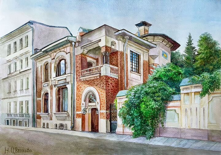 Pittura intitolato "Особняк О. Листа. П…" da Nadezhda Tsvetkova, Opera d'arte originale, Acquarello