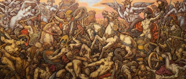 Троя триптих центральная часть Painting, 38.2x86.6 in