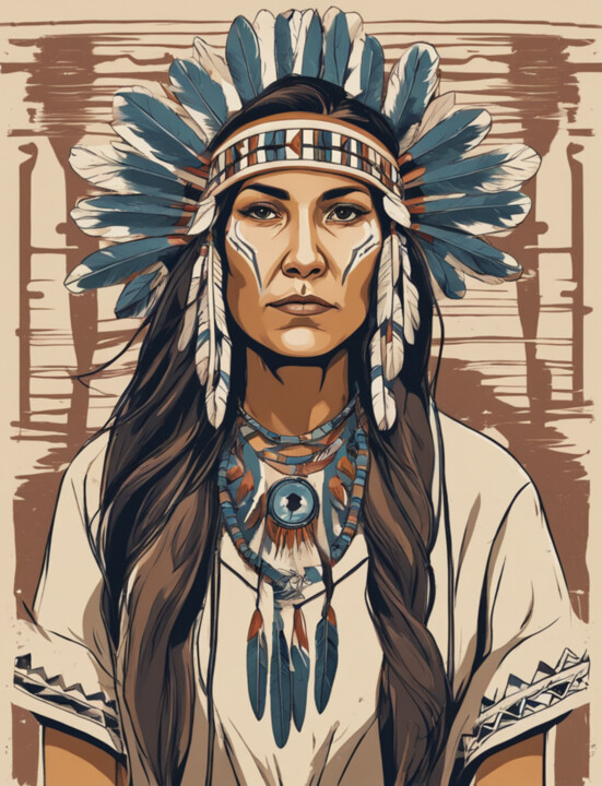 A portrait of Native American woman 数字艺术