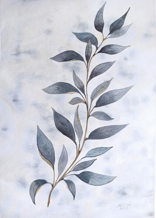 Peinture intitulée "A fragile branch" par Natalia Buhaienko, Œuvre d'art originale, Aquarelle