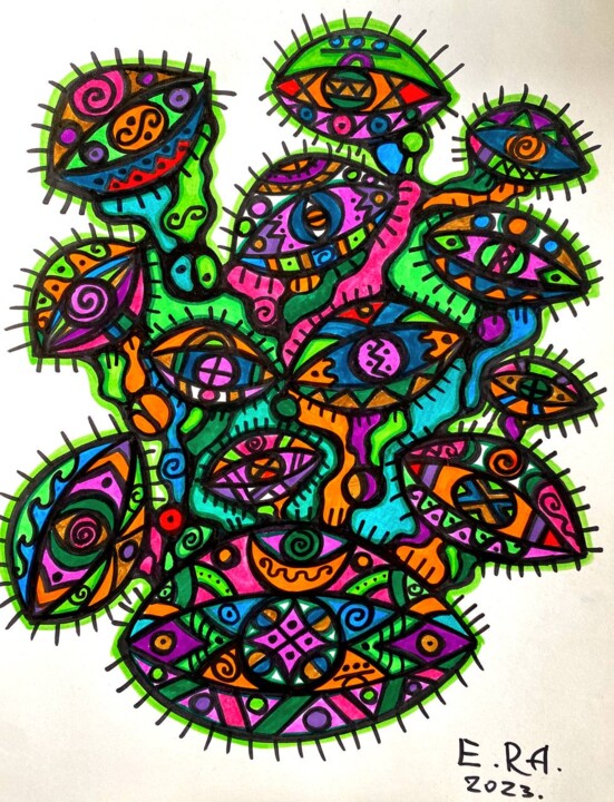 Eyes looking at you 绘画, 10.6x8.2 in