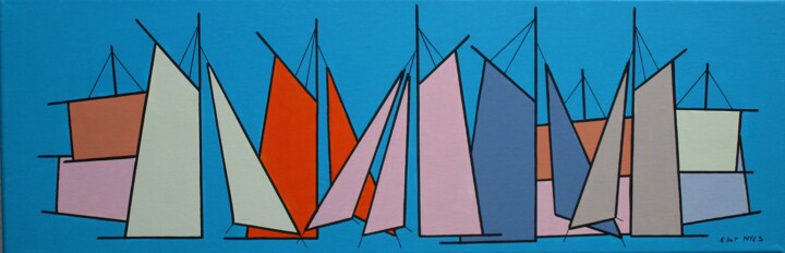 Painting titled "Voiles du matin" by Nyls Eliot, Original Artwork, Acrylic Mounted on Wood Stretcher frame