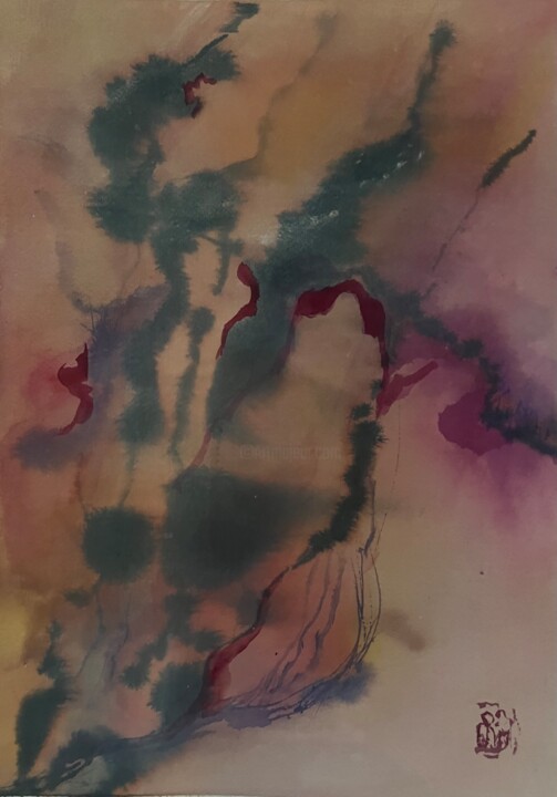 Chinoiseries Schilderij, 13,4x9,8 in