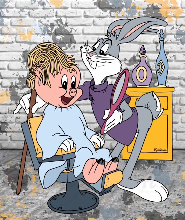数字艺术 标题为“Bugs Bunny is a sty…” 由Olga Guseva, 原创艺术品, 数字油画