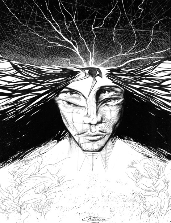 "𓂀" başlıklı Resim Evan Chastagner tarafından, Orijinal sanat, Mürekkep