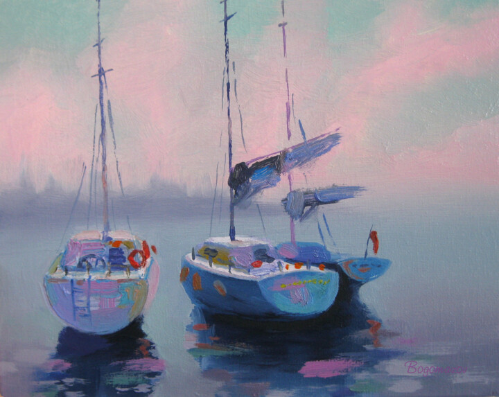 Painting titled "Morning Silence" by Oleksandr Bohomazov, Original Artwork, Oil